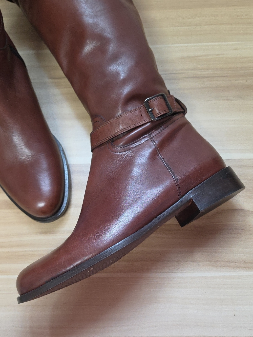 Garnet Hill Brown Italy Women's Riding Boot Zipper Low Heel Size 9.5 - Picture 7 of 12